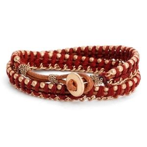 Nordstrom Treasure and Bond Beadd Wrap Bracelet NWT 39 BURGUNDY GOLD
